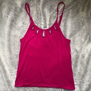 Hot Pink Cut Out Teardrop Tank Anthropologie XS
